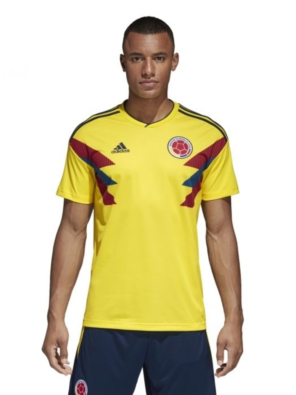adidas Yellow Colombia National Team Soccer Jersey with Red and Blue Accents